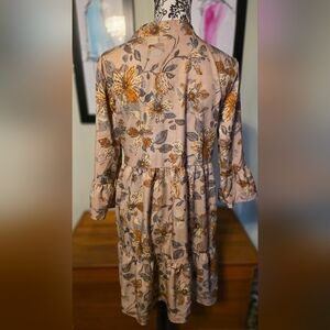 SHEIN Floral Midi Dress - Orange and Gray